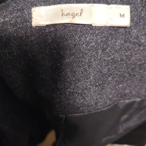 Hazel Long Black Large Button Down Wool Coat Removable Faux Fur Jacket - Picture 7 of 8